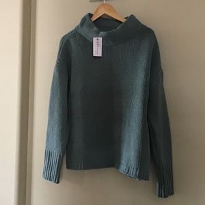 Philosophy Mock Neck Green Sweater